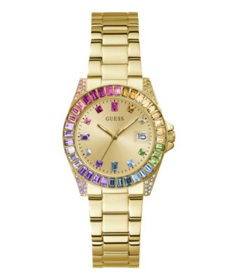 GUESS Women s Date Gold Tone Stainless Steel Watch 34mm Macy s