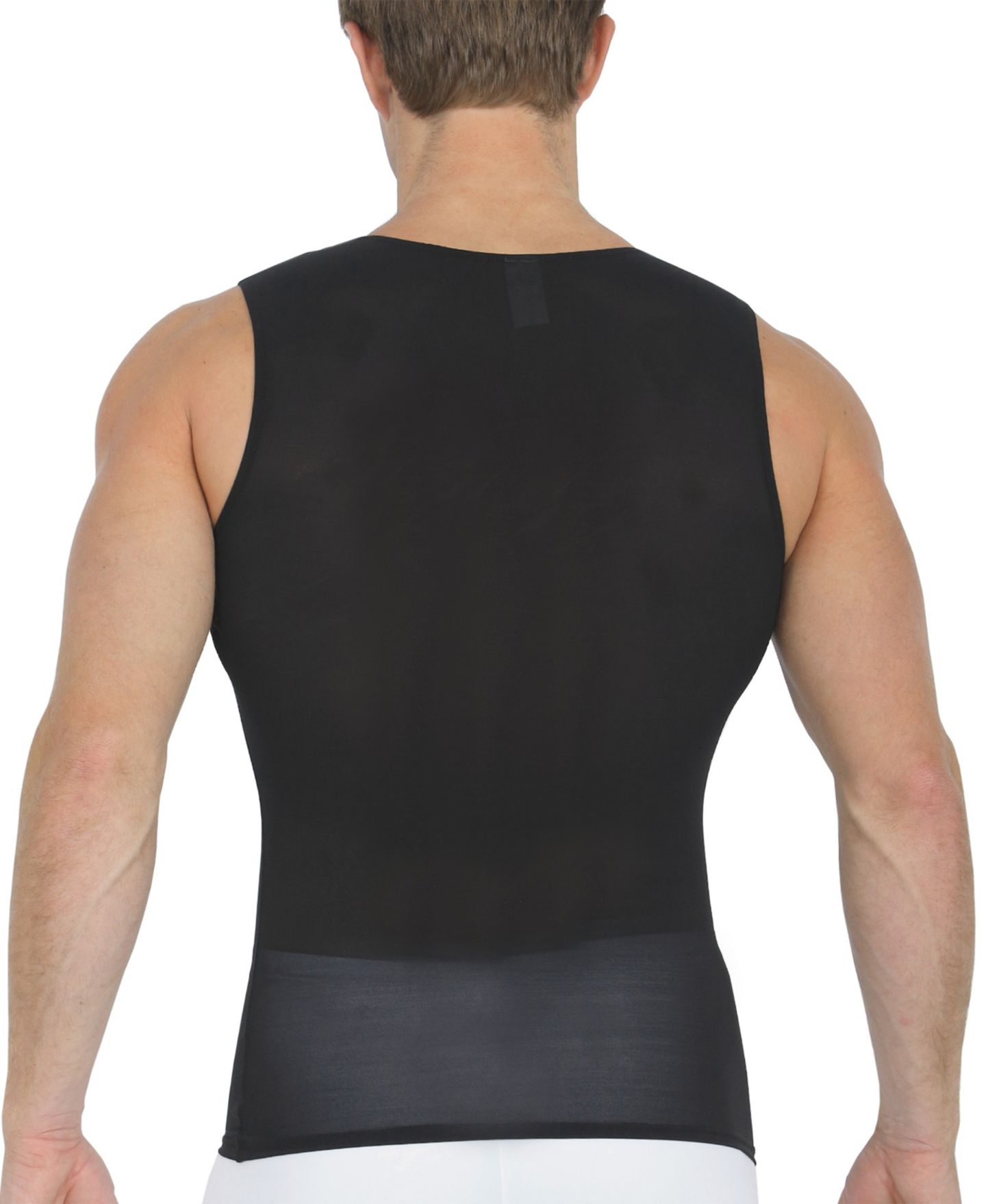 Мужская рубашка Instaslim Big & Tall Power Mesh Compression Sleeveless V-Neck, цвет: Чёрный — фото 2