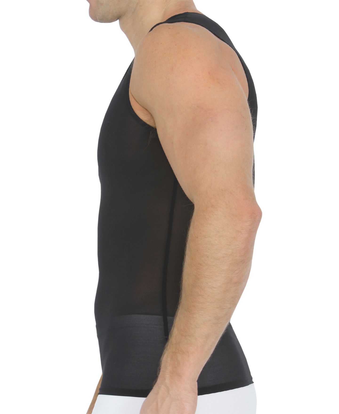Мужская рубашка Instaslim Big & Tall Power Mesh Compression Sleeveless V-Neck, цвет: Чёрный — фото 3
