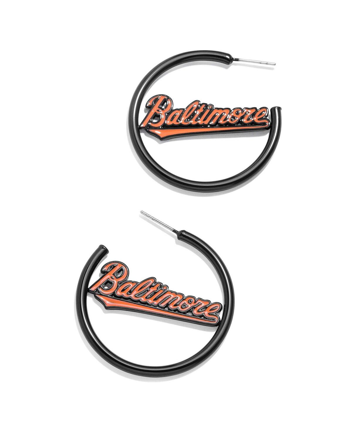Women's Baublebar Baltimore Orioles Enamel Hoop Earrings - Black, Orange
