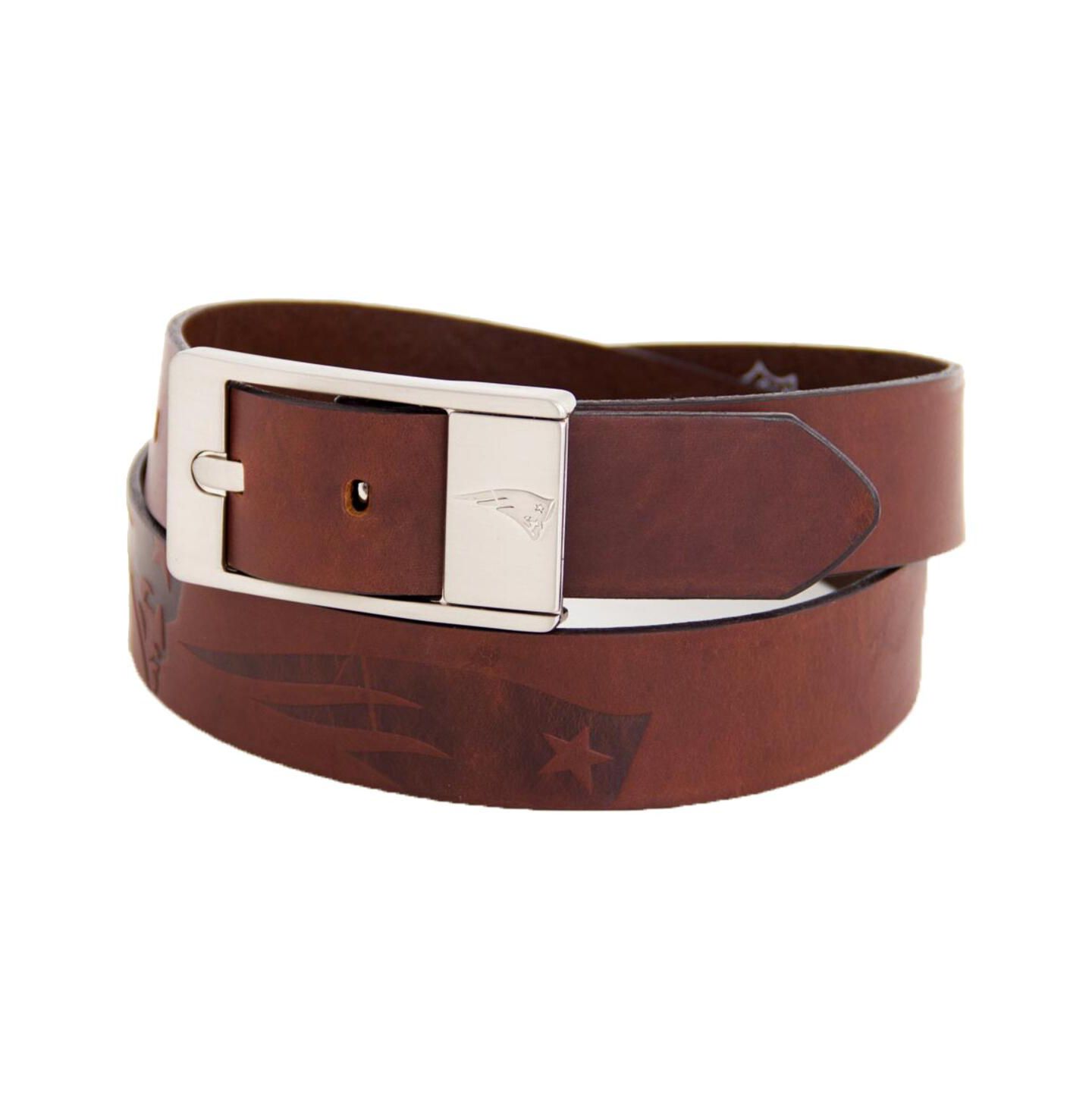 Мужской ремень Eagles Wings New England Patriots Brandish Leather Belt - Brown — фото 1