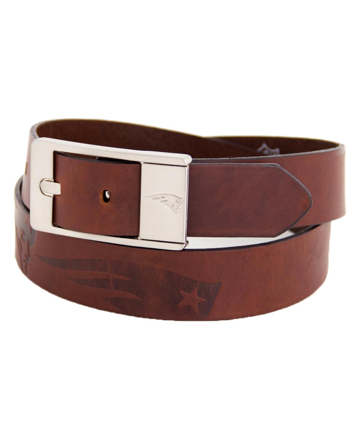 Shop Eagles Wings Men's New England Patriots Brandish Leather Belt In Brown