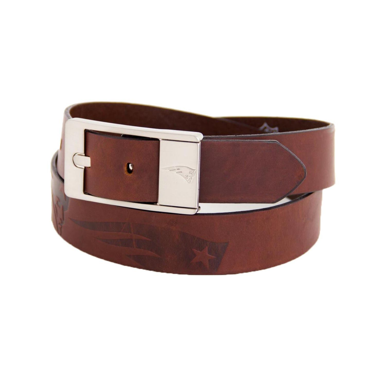 Men's New England Patriots Brandish Leather Belt - Brown