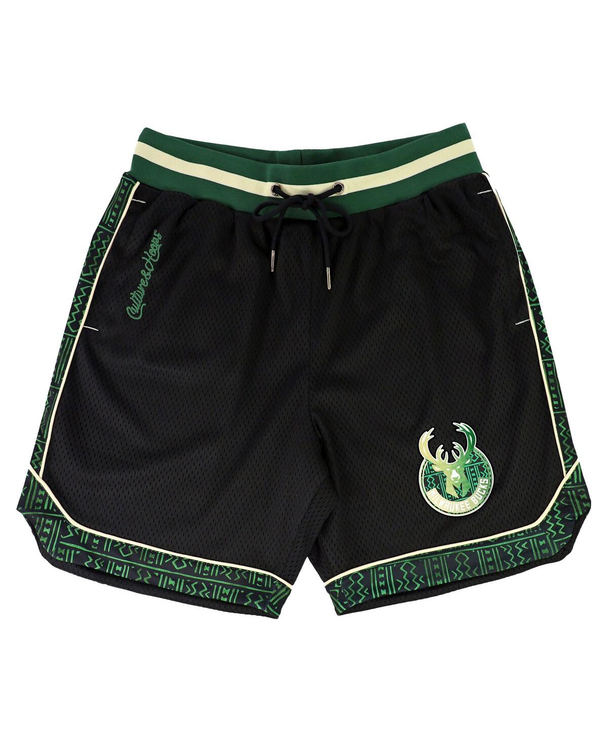 Shop Two Hype Men's And Women's Nba X  Black Milwaukee Bucks Culture And Hoops Double Mesh Shorts