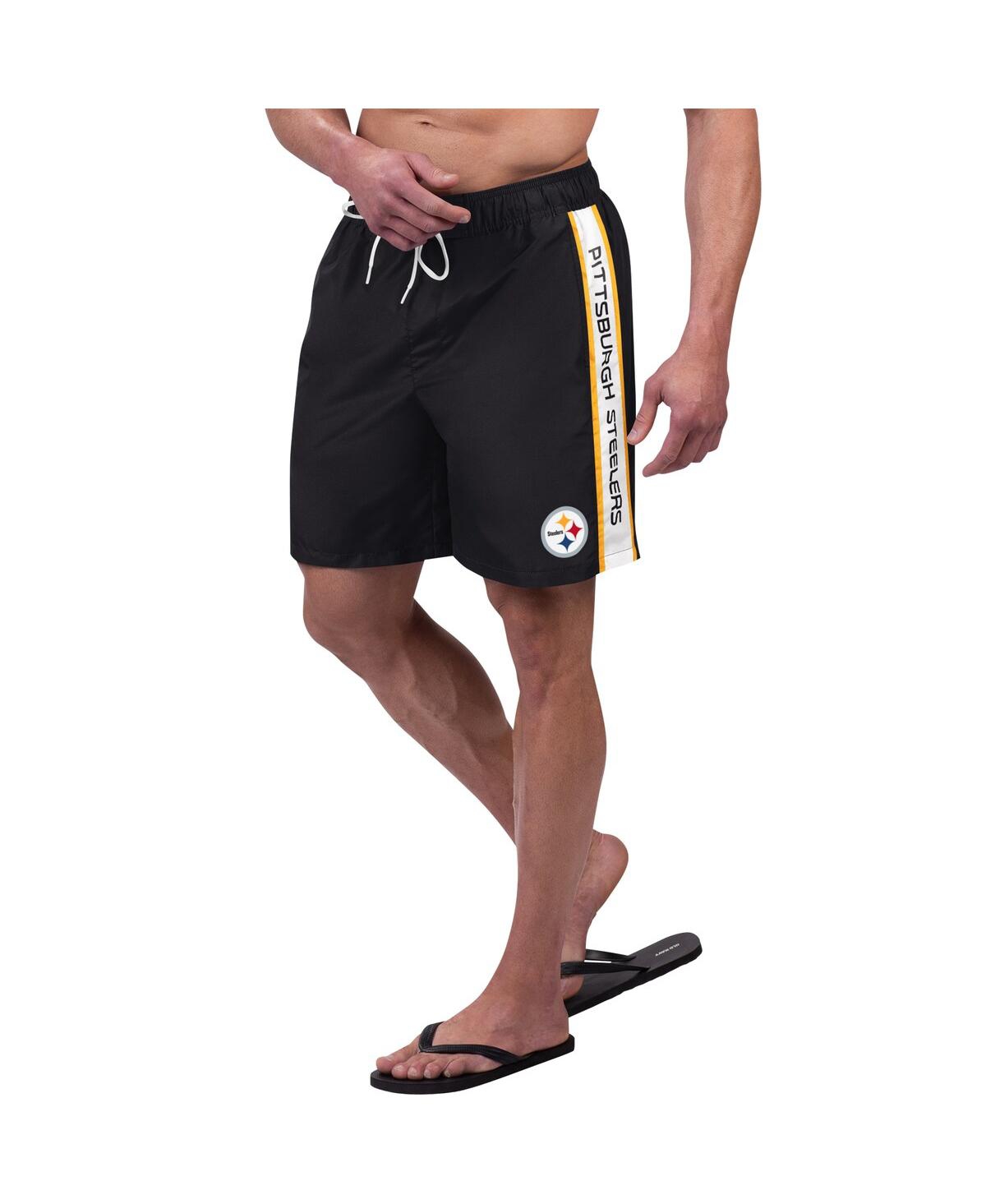 Men's G-iii Sports by Carl Banks Black Pittsburgh Steelers Streamline Volley Swim Shorts - Black