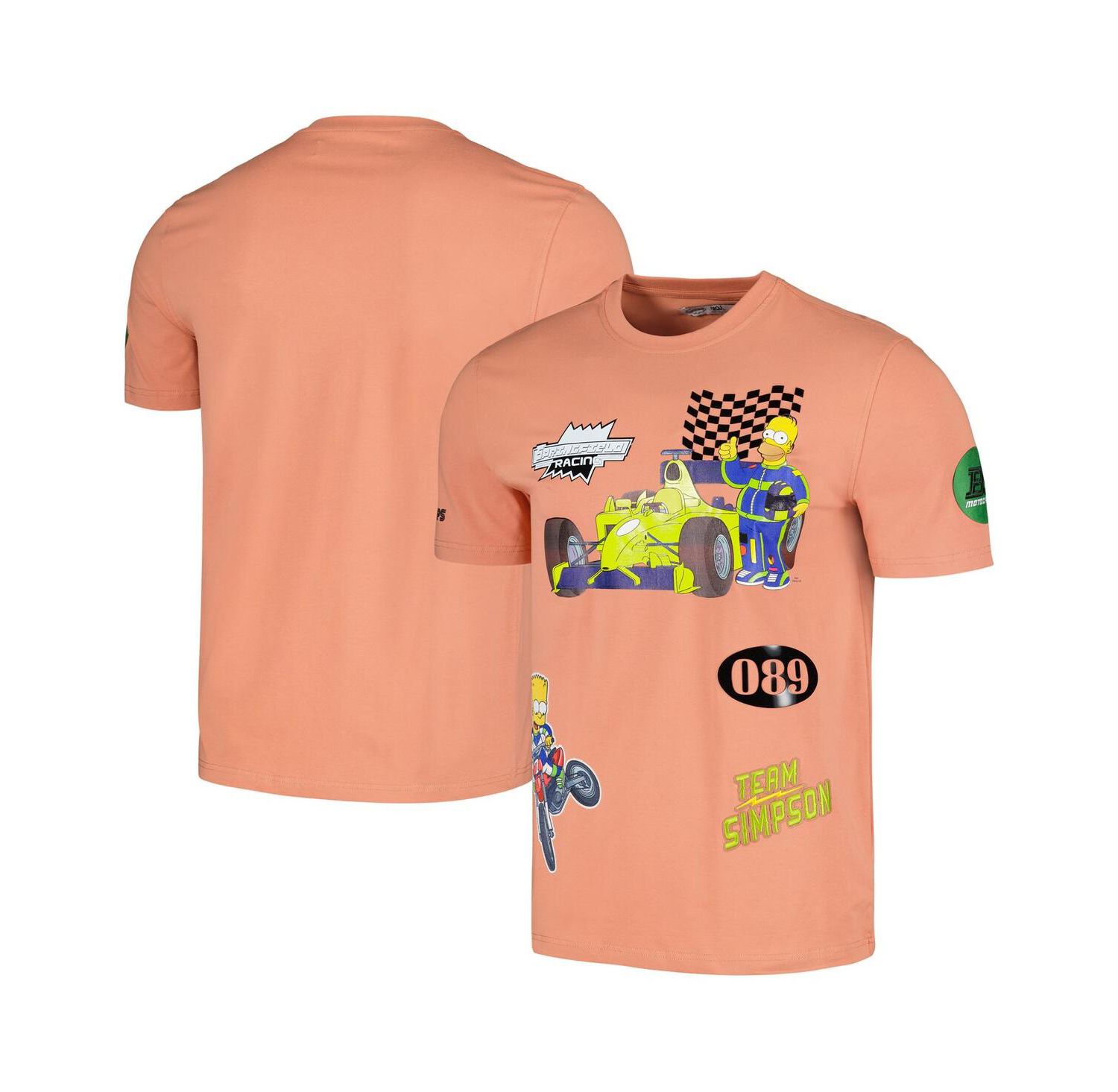 Men's and Women's Orange The Simpsons Racing T-shirt