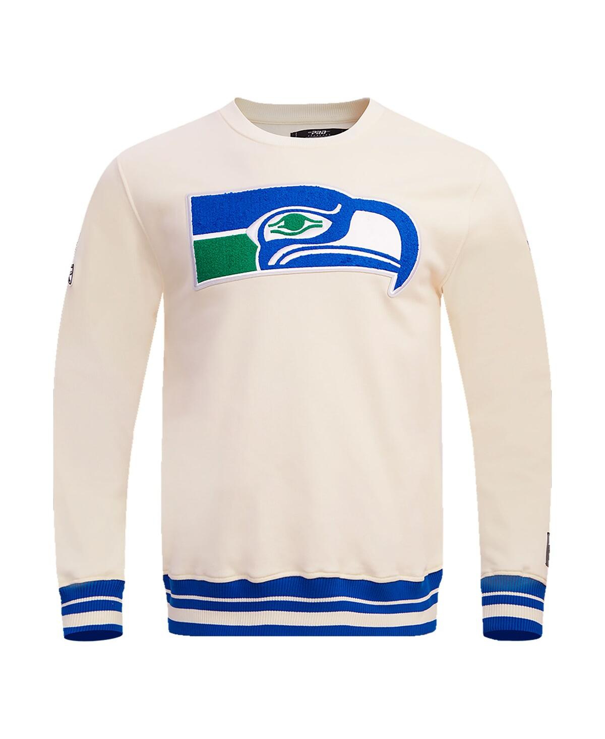 Shop Pro Standard Men's  Cream Seattle Seahawks Retro Classics Fleece Pullover Sweatshirt
