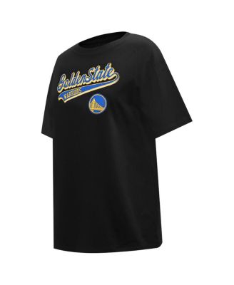 Women's Black Golden State Warriors Script Boyfriend T-shirt