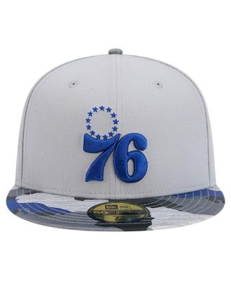 Men's Gray Philadelphia 76ers Active Color Camo Visor 59FIFTY Fitted Hat