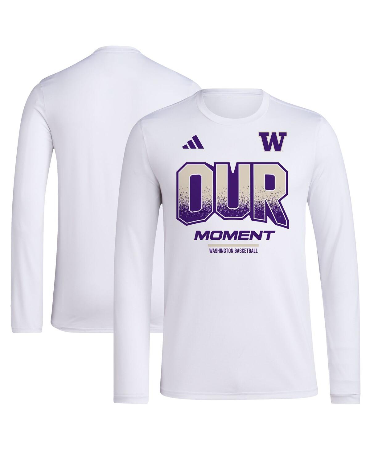 Men's and Women's adidas White Washington Huskies 2024 On-Court Bench Our Moment Long Sleeve T-shirt - White