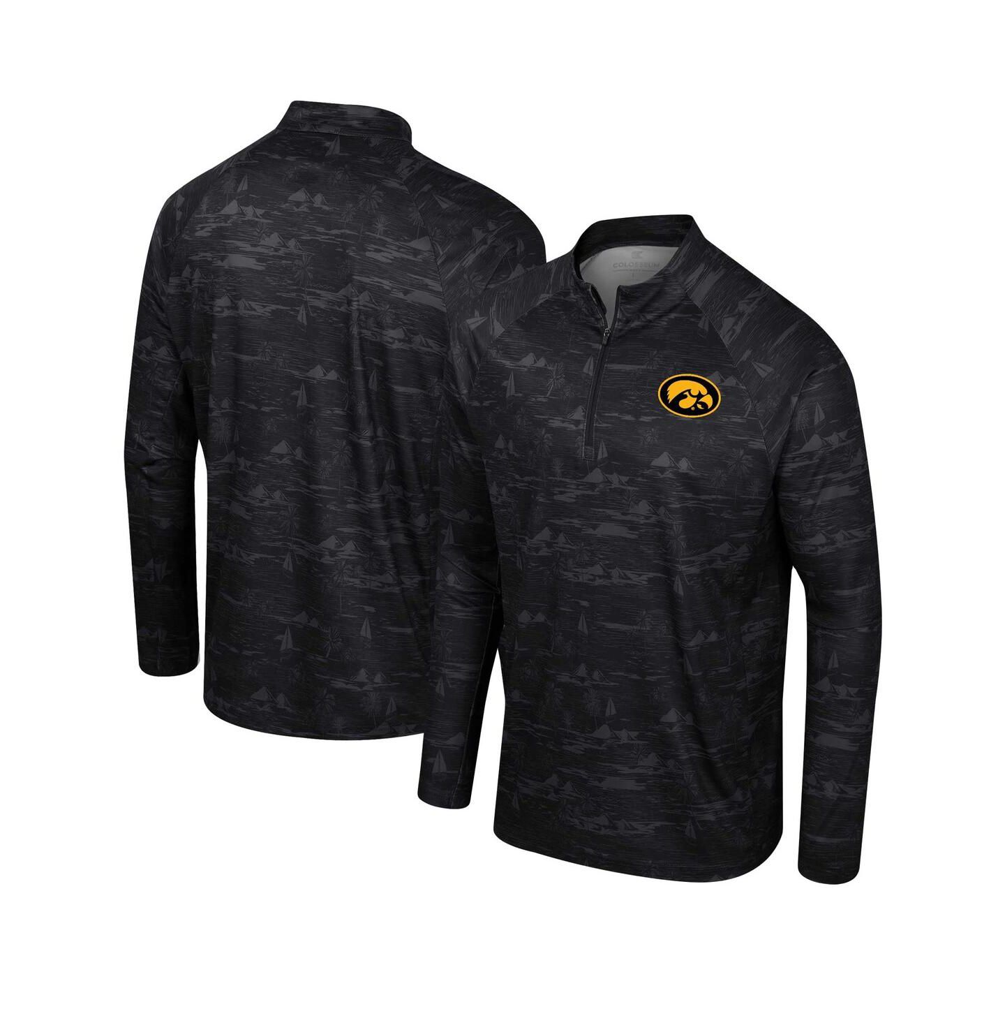 Мужская куртка Colosseum Black Iowa Hawkeyes Carson Raglan Quarter-Zip — фото 1
