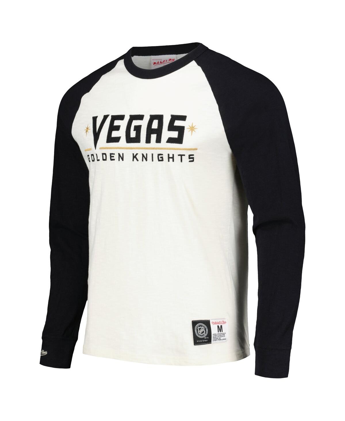 Men's Mitchell & NessVegas Golden Knights Legendary Slub Vintage-Like Raglan Long Sleeve T-shirt - Cream