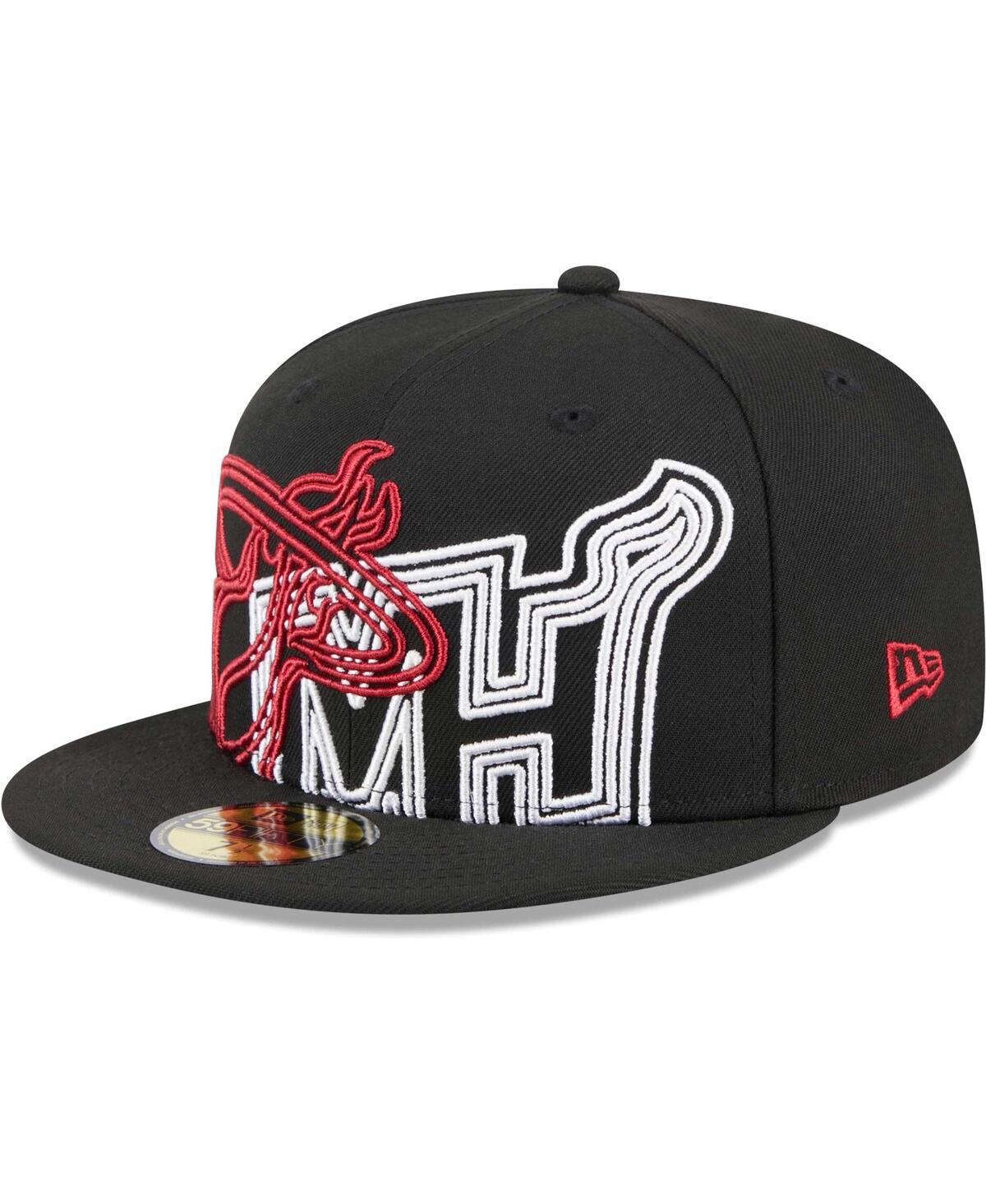 Men's New EraMiami Heat Game Day Hollow Logo Mashup 59FIFTY Fitted Hat - Black