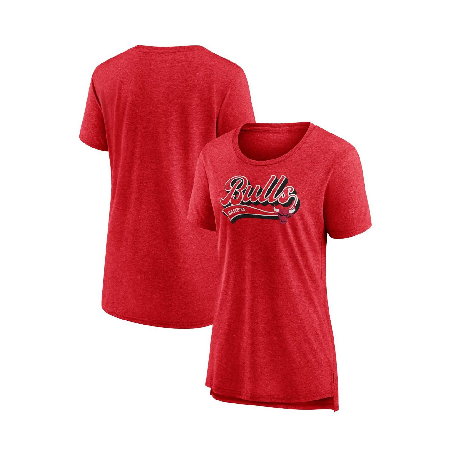 Женская футболка Fanatics Heather Red Chicago Bulls League Leader Tri-Blend — фото 1