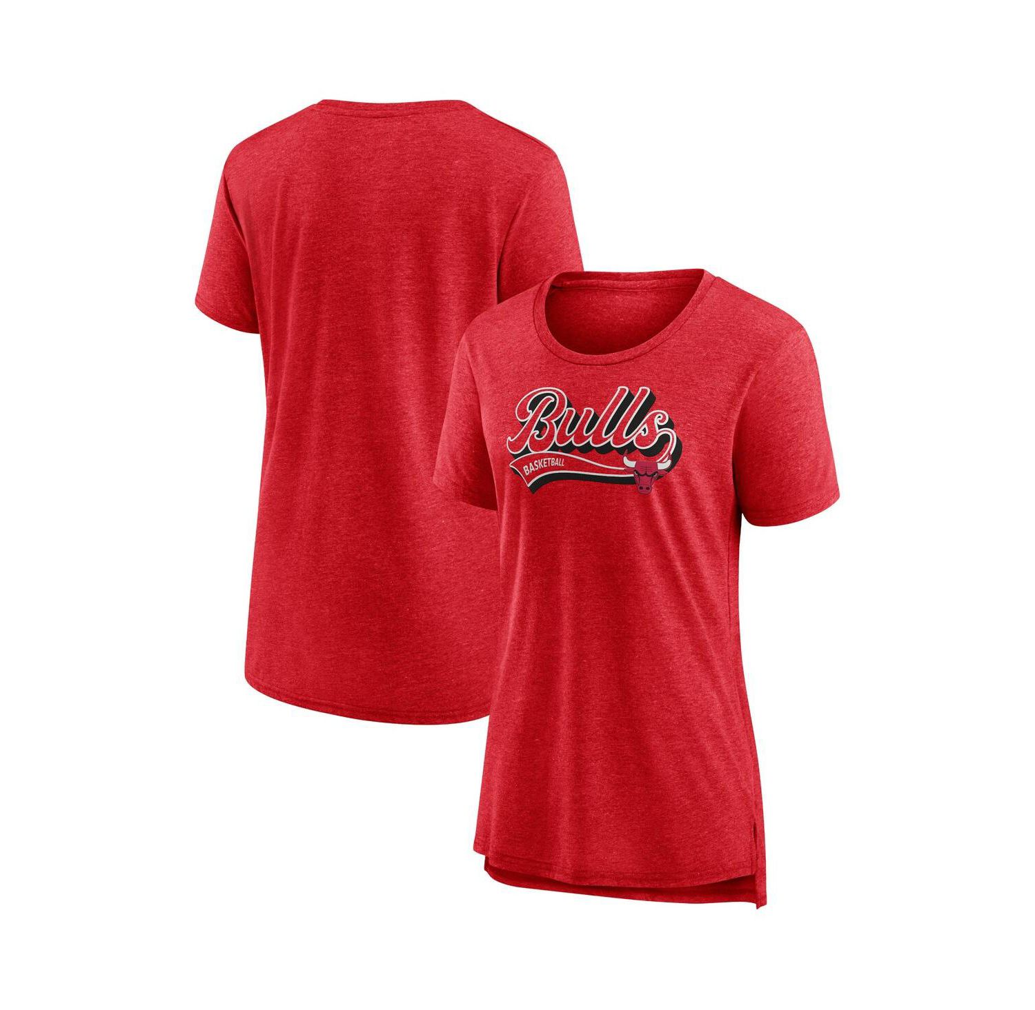 Women's Heather Red Chicago Bulls League Leader Tri-Blend T-shirt