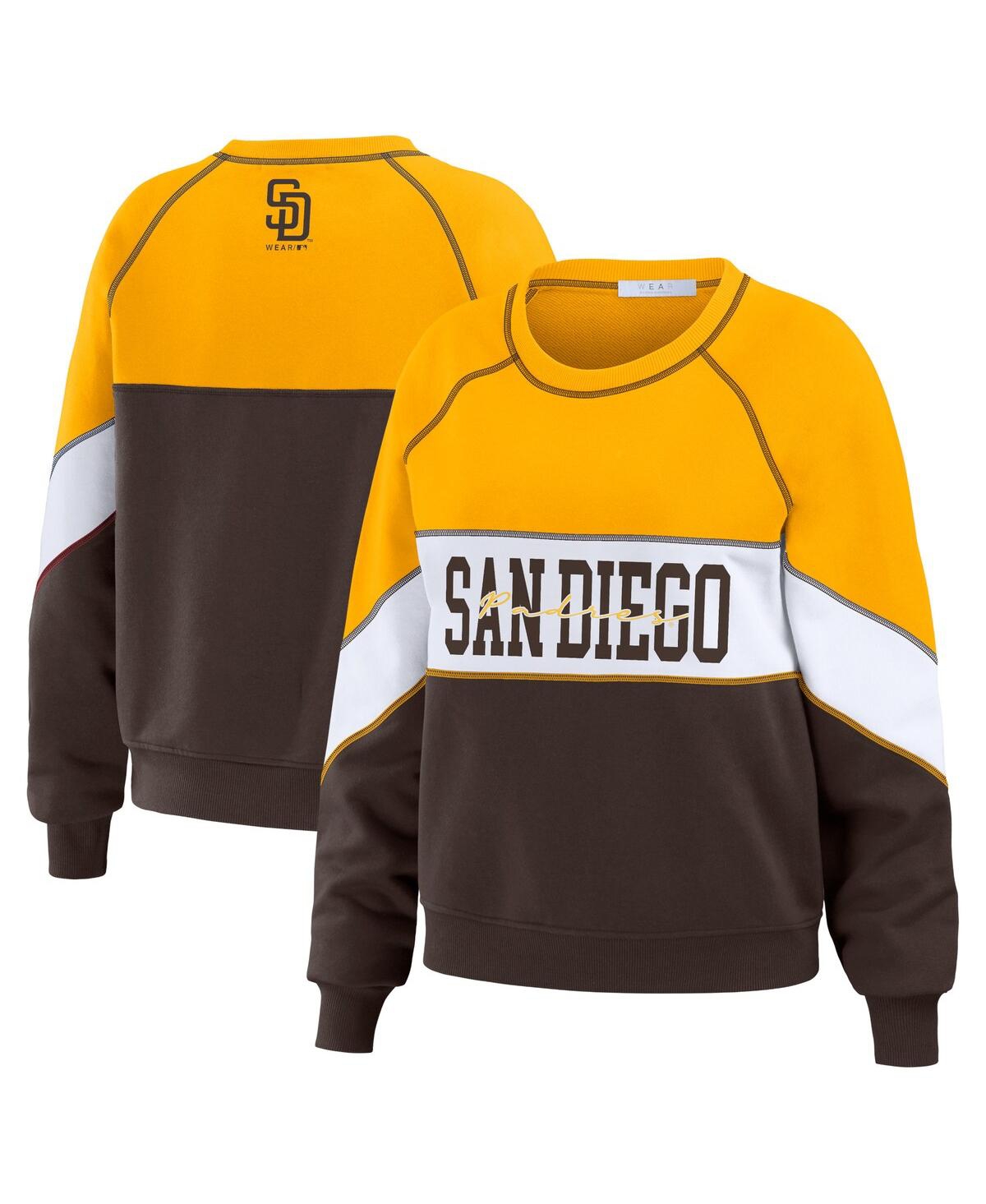 Women's Wear by Erin Andrews Gold, Brown San Diego Padres Crewneck Pullover Sweatshirt - Gold, Brown
