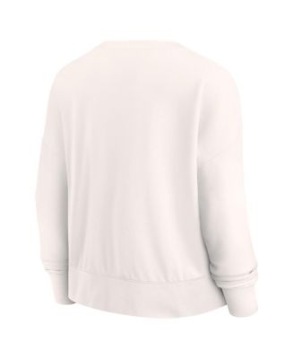 Women's Cream Distressed Philadelphia 76ers Close the Game Pullover Sweatshirt