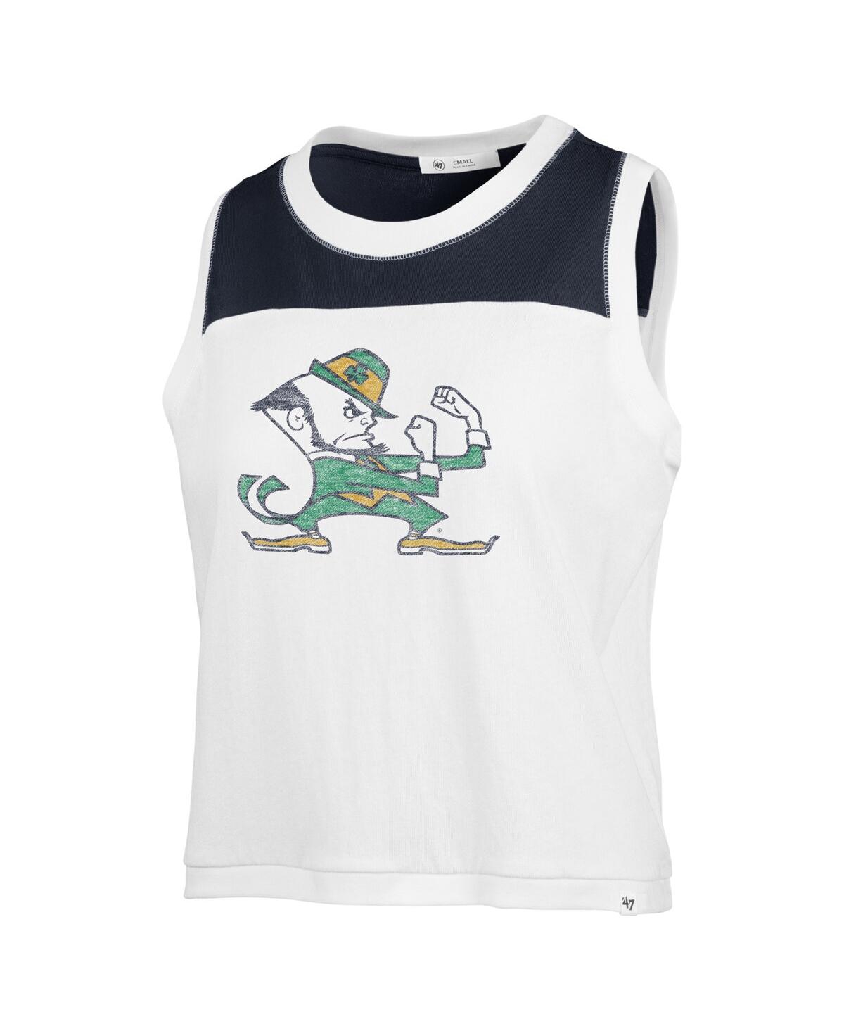 47 BRAND WOMEN'S '47 BRAND WHITE DISTRESSED NOTRE DAME FIGHTING IRISH PREMIER ZOEY WAIST LENGTH TANK TOP 