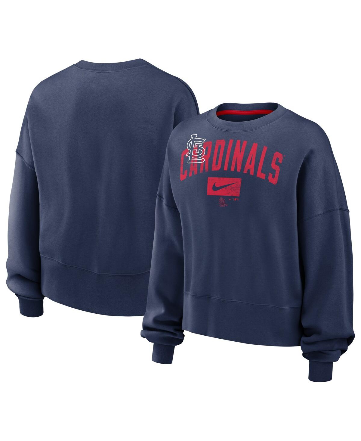 Shop Nike Women's  Navy Distressed St. Louis Cardinals Pullover Sweatshirt