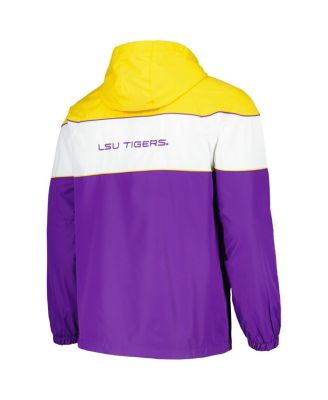 Men's Purple LSU Tigers Center Line Half-Zip Raglan Hoodie Jacket