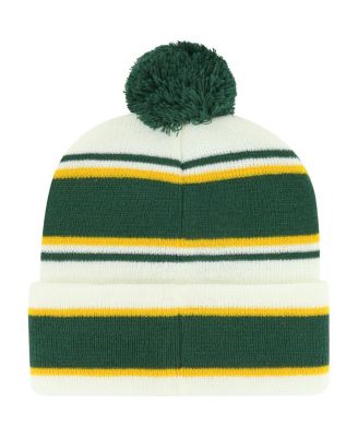 Youth Boys and Girls White, Green Oakland Athletics Stripling Cuffed Knit Hat with Pom