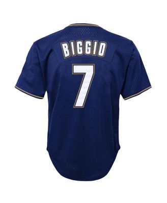 Big Boys Craig Biggio Navy Distressed Houston Astros Cooperstown Collection&nbsp;Mesh Batting Practice Jersey