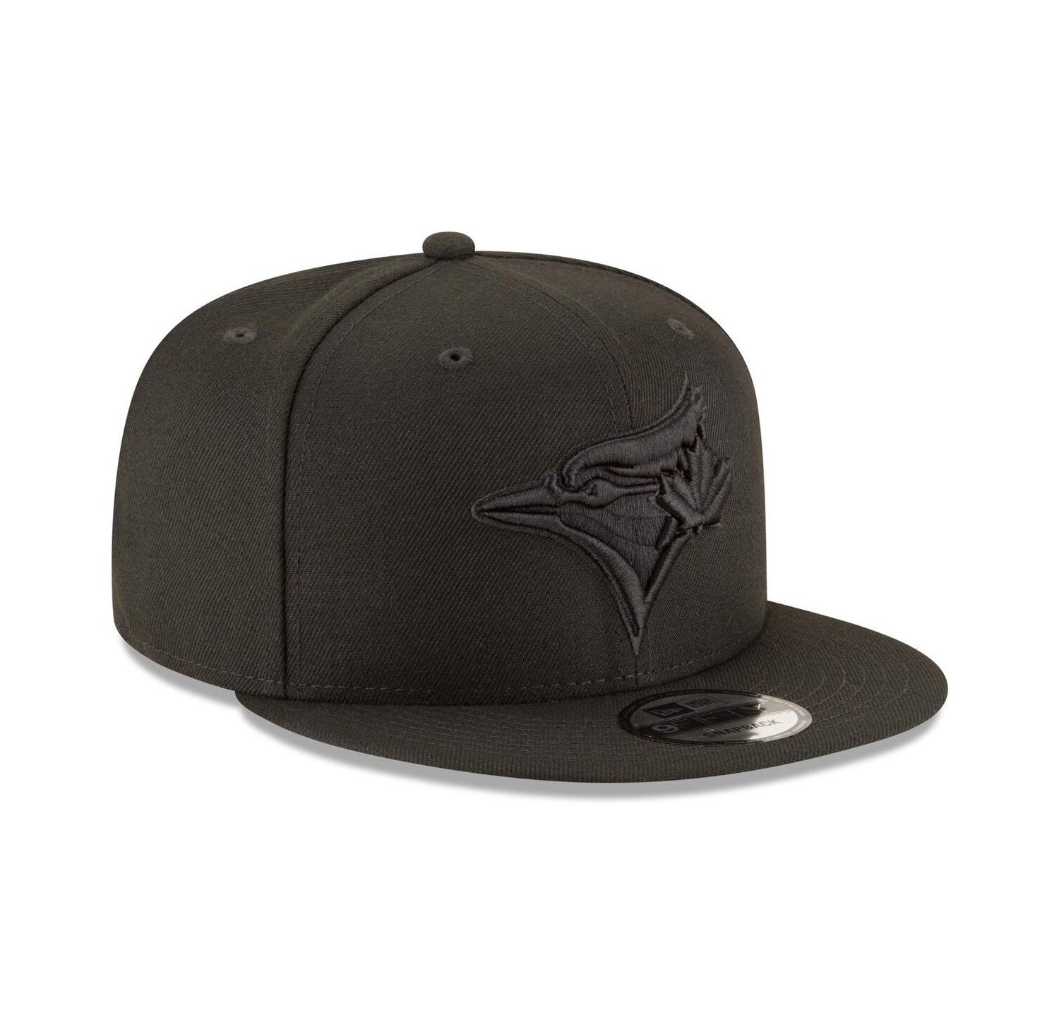 Men's Toronto Blue Jays Black on Black 9FIFTY Team Snapback Adjustable Hat - Black