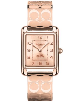 COACH - WOMEN'S SIGNATURE ROSE GOLD-PLATED ETCHED BANGLE BRACELET WATCH 24MM 14502161