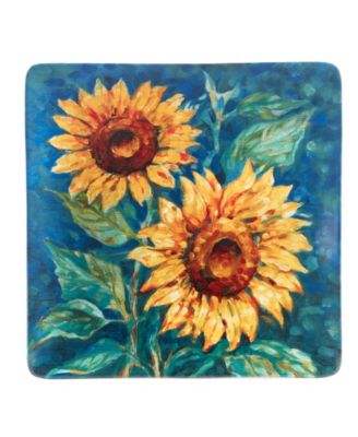 Golden Sunflowers Square Platter