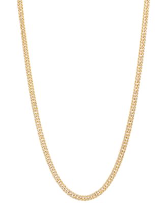 Italian Gold - Lightweight Polished Two-Tone Double Curb Link 18" Chain Necklace in 10k Gold