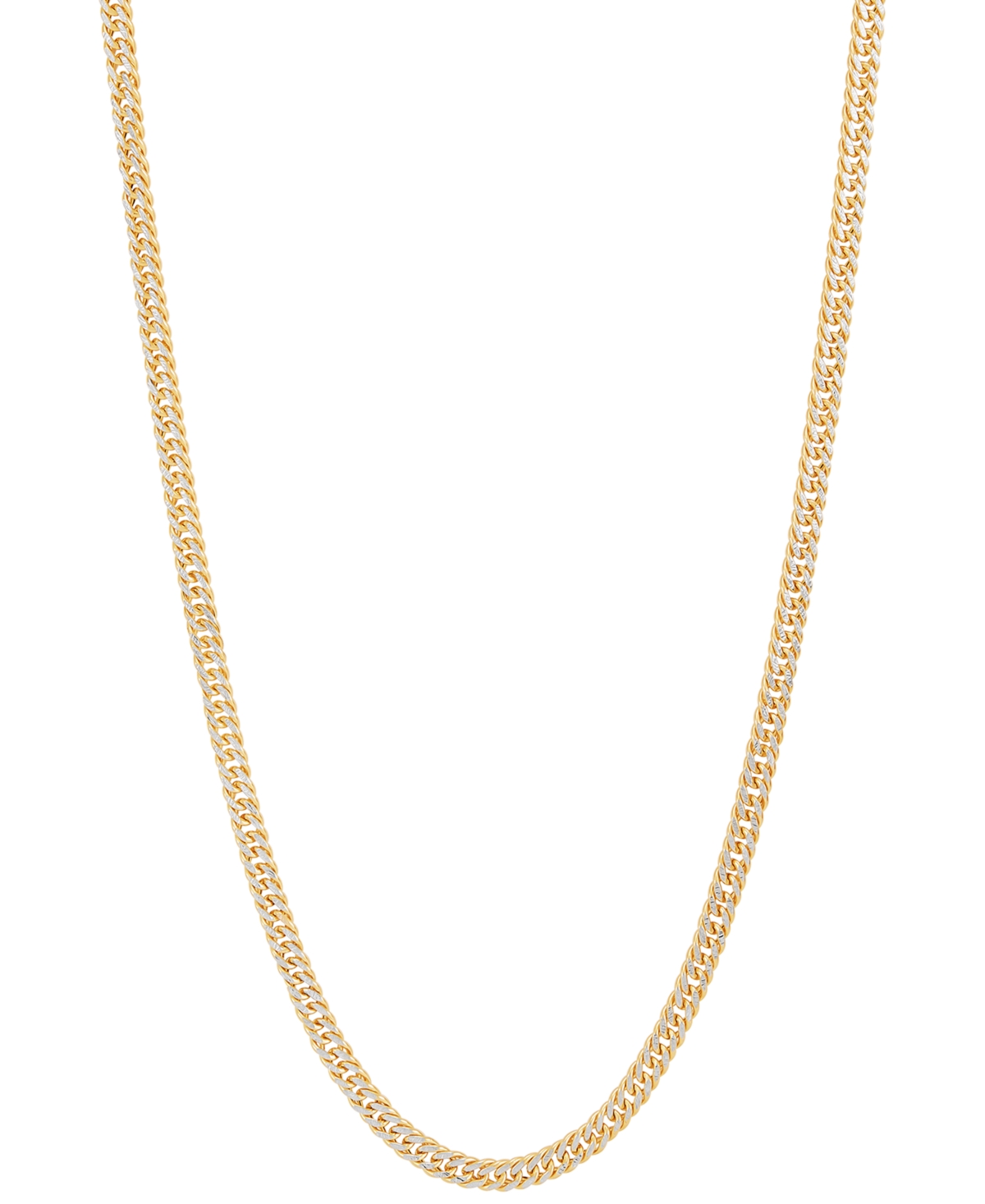 Polished Two-Tone Double Curb Link 18" Chain Necklace (3-1/5mm) in 10k Gold - Yellow Gold