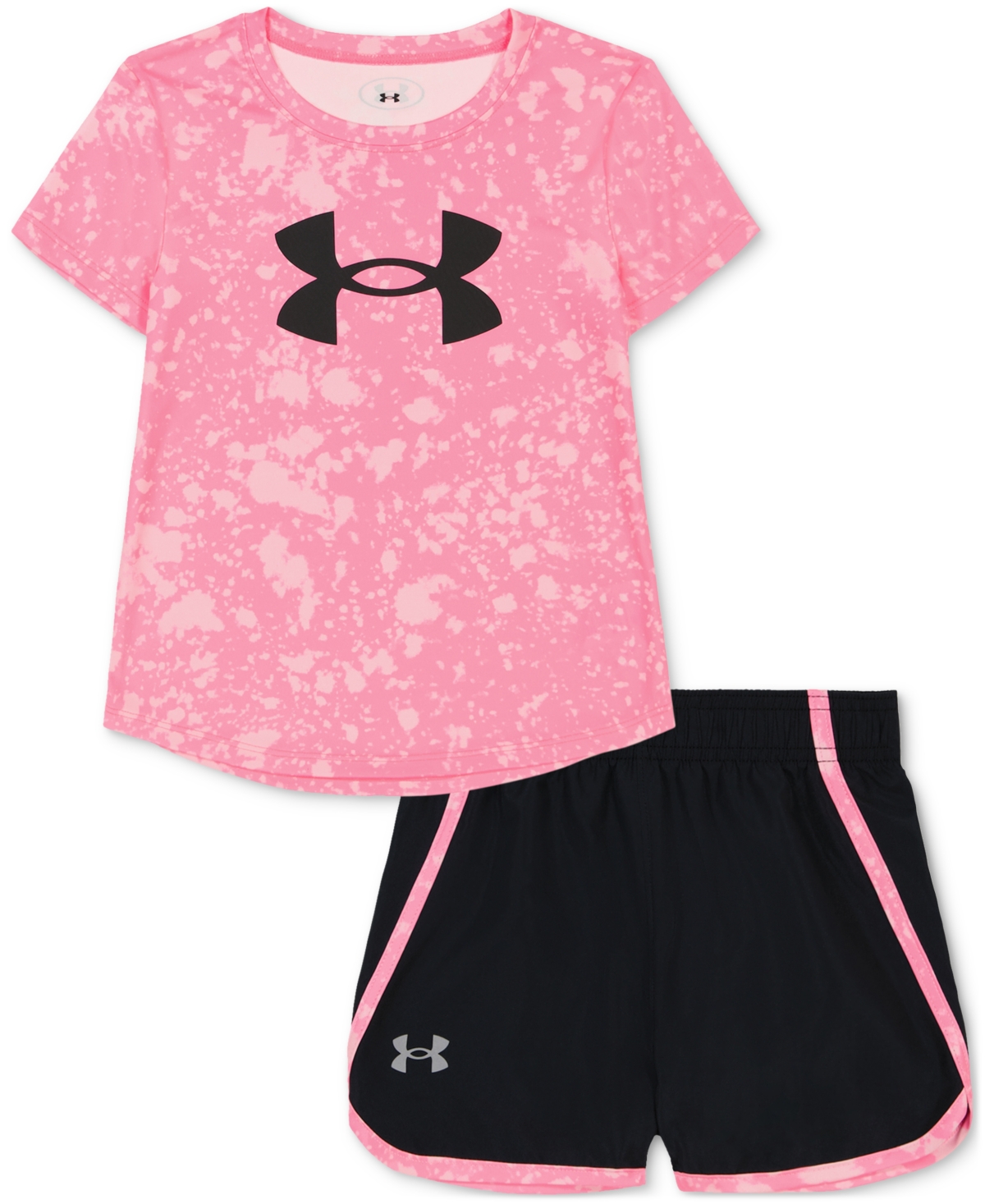 Shop Under Armour Toddler & Little Girls Printed Logo T-shirt & Shorts, 2 Piece Set In Pink