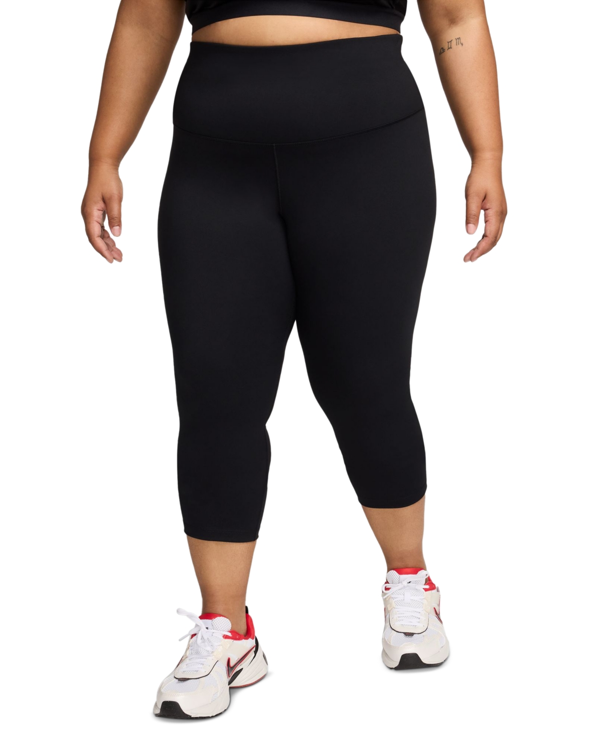 Shop Nike Plus Size One High-waisted Crop Leggings In Black,black