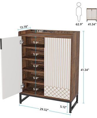 25-Pair 5-Tier Shoe Cabinet with Doors and Freestanding Storage Organizer for Bedroom, Hallway, Living Room