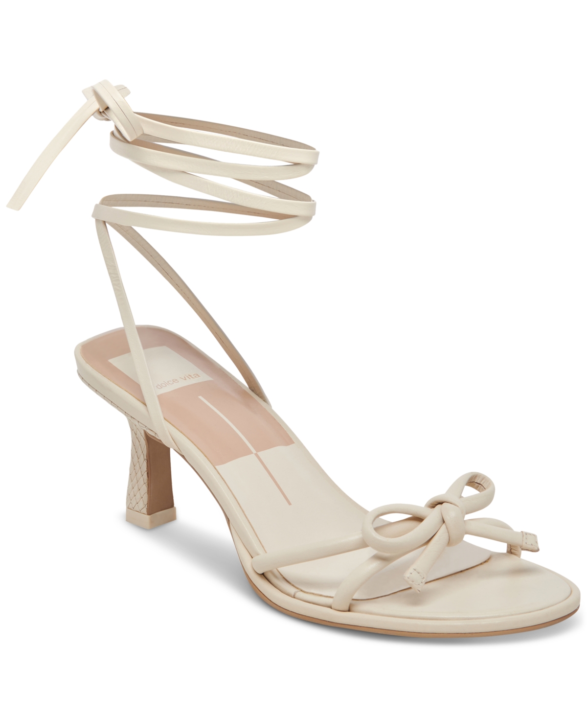Dolce Vita Women's Maison Ankle-tie Bow Kitten-heel Dress Sandals In Ivory Leather