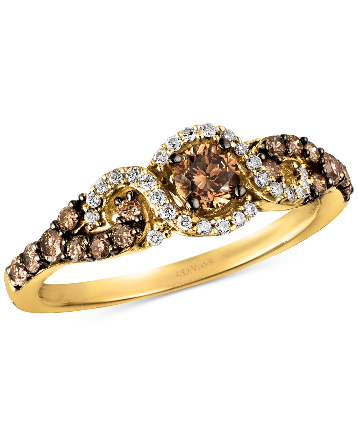 Le Vian Diamond Three-stone Ring In 14k Rose Gold (1/2 Ct. T.w.) (also Available In Yellow Gold Or White Gol In Yellow Gold