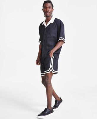 Inc International Concepts Hunter Colorblocked Shirt Shorts Created For Macys In Deep Black