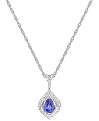 Macy's - Tanzanite & Lab-Grown White Sapphire 18" Pendant Necklace in Sterling Silver