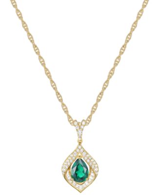 Lab-Grown Blue Sapphire (3/4 ct. t.w.) & Lab-Grown White Sapphire (1/3 ct. t.w.) Framed 18" Pendant Necklace in Sterling Silver (Also in Additional Gemstones)