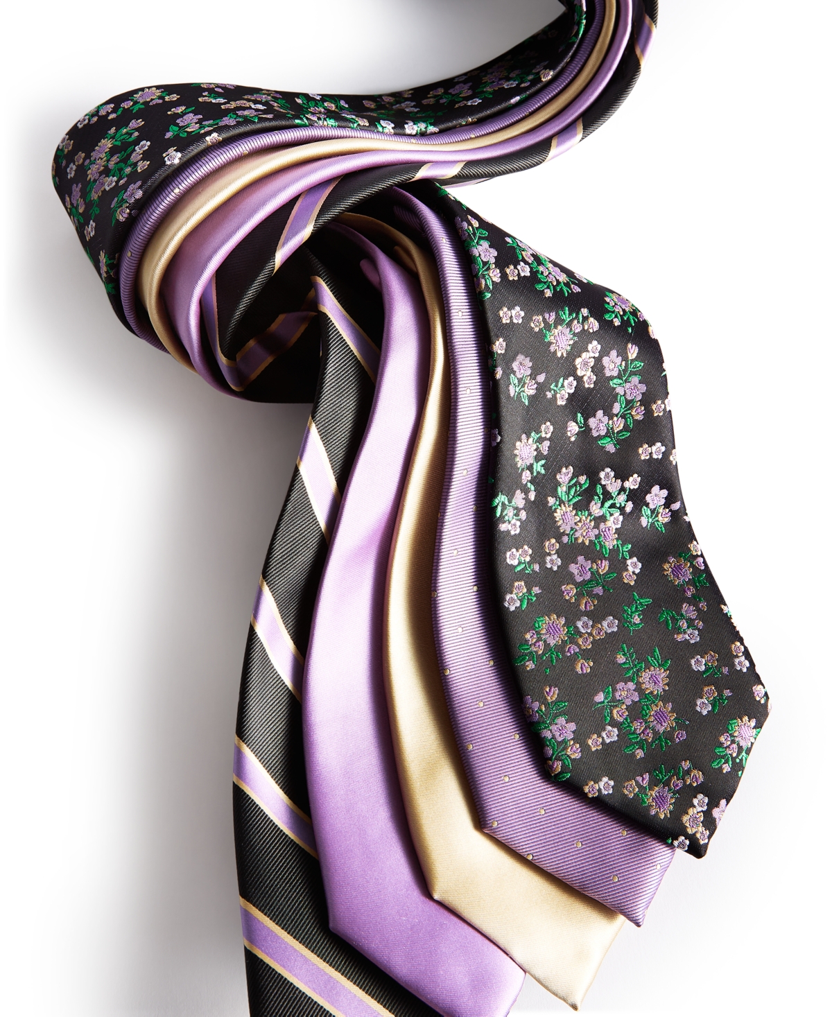 Shop Tayion Collection Men's Purple & Gold Floral Tie In Black