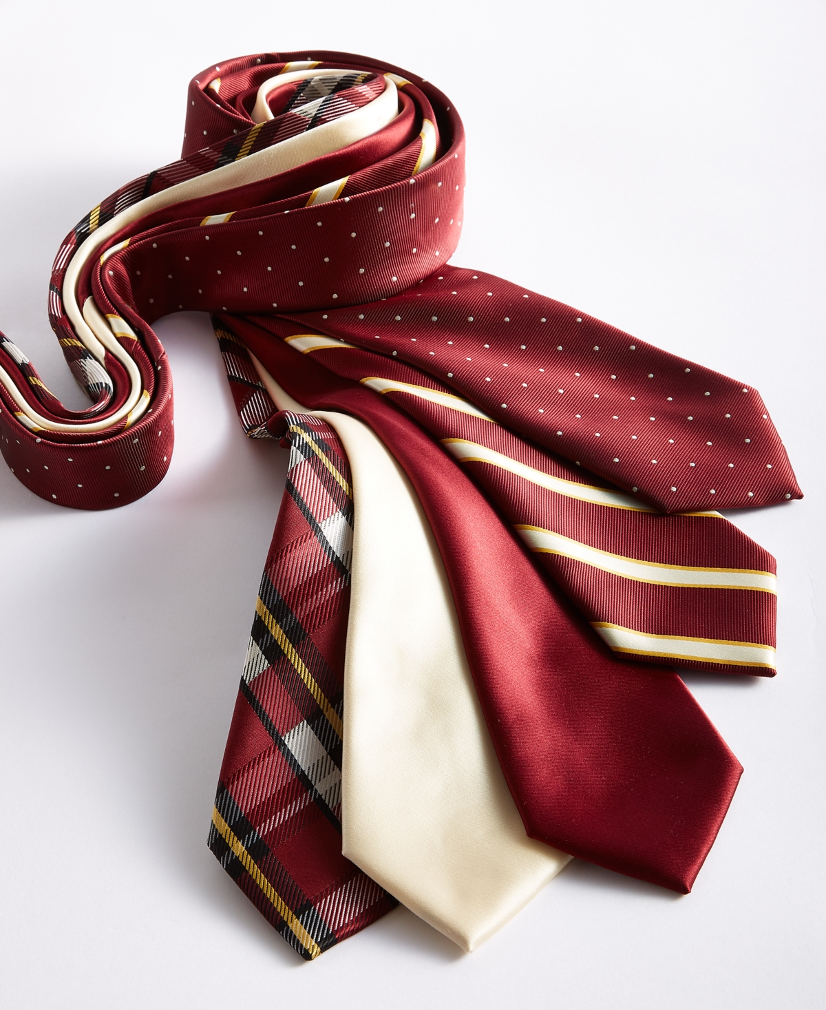 Shop Tayion Collection Men's Crimson & Cream Stripe Tie In Red