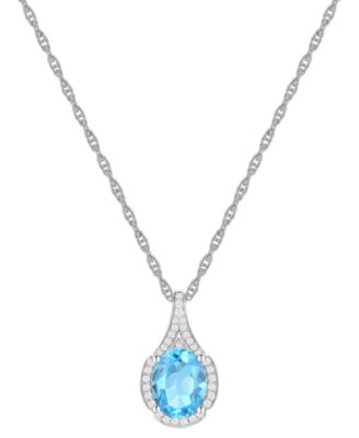 Macy's - Amethyst (1-1/2 ct. t.w.) & Lab-Grown White Sapphire (1/8 ct. t.w.) Oval Halo 18" Pendant Necklace in 14k Gold-Plated Sterling Silver (Also in Additional Gemstones)