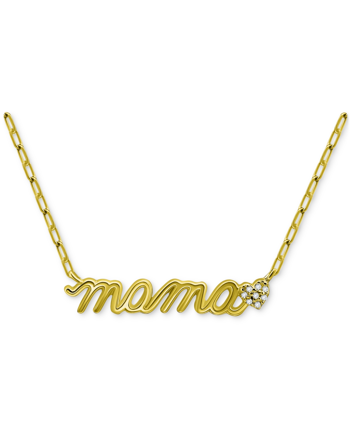 Giani Bernini Cubic Zirconia Mama Heart Pendant Necklace, 16" + 2" Extender, Created For Macy's In Gold