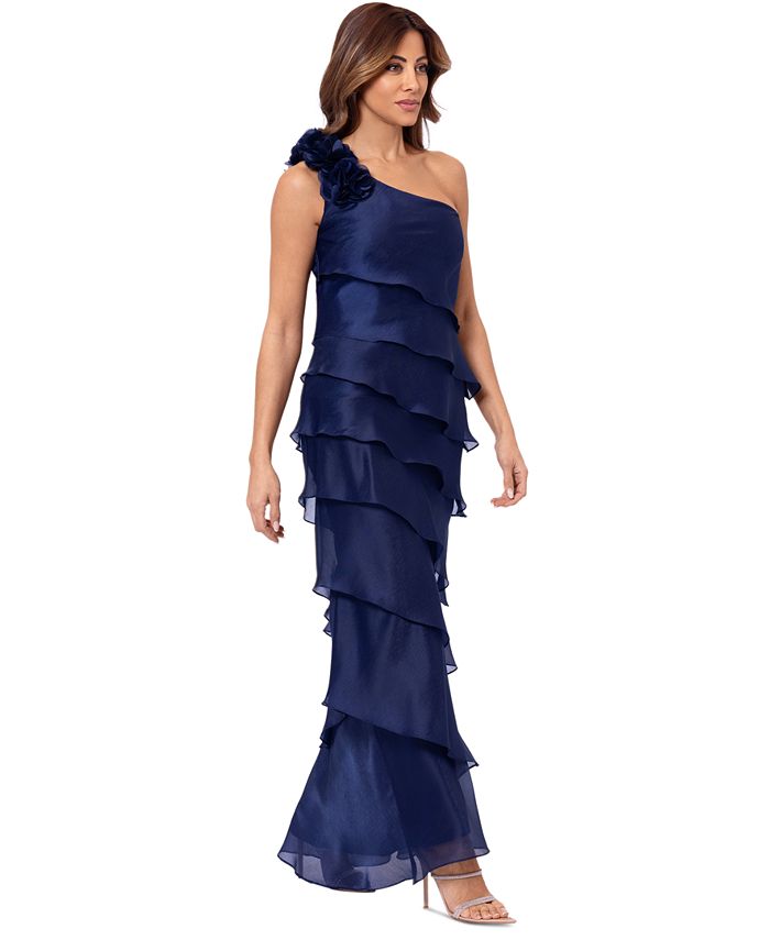 Xscape Ruffle One-shoulder Scuba Crepe Gown in Pink | Lyst