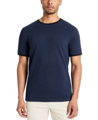 Men's Contrast-Trim Textured Short Sleeve T-Shirt