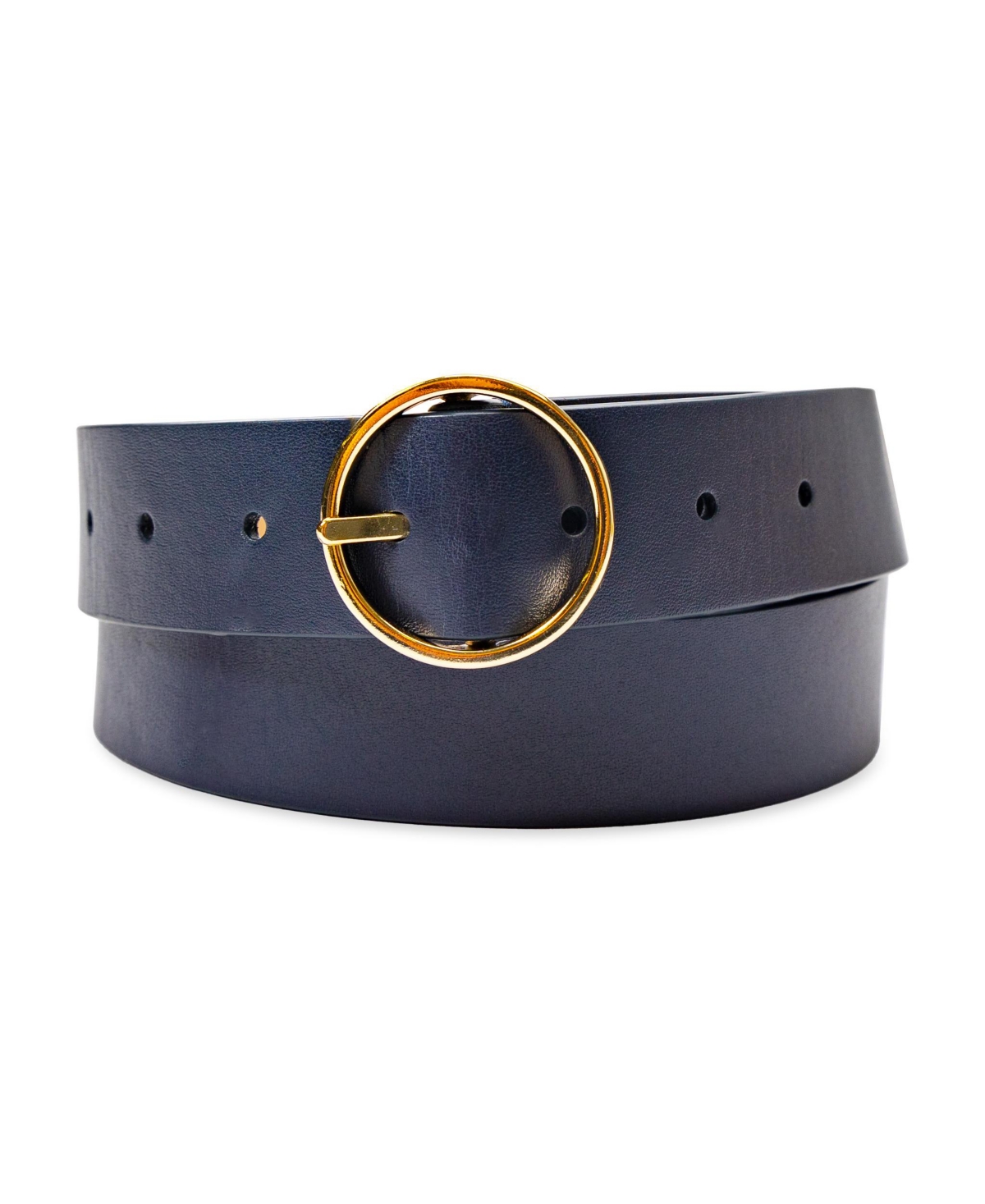 Cole Haan Women's Two-In-One Center Bar Reversible Genuine Leather Belt - Navy, Beige