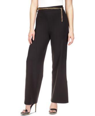 Michael Kors Petite Chain-Belt High-Rise Wide-Leg Pants Macy's