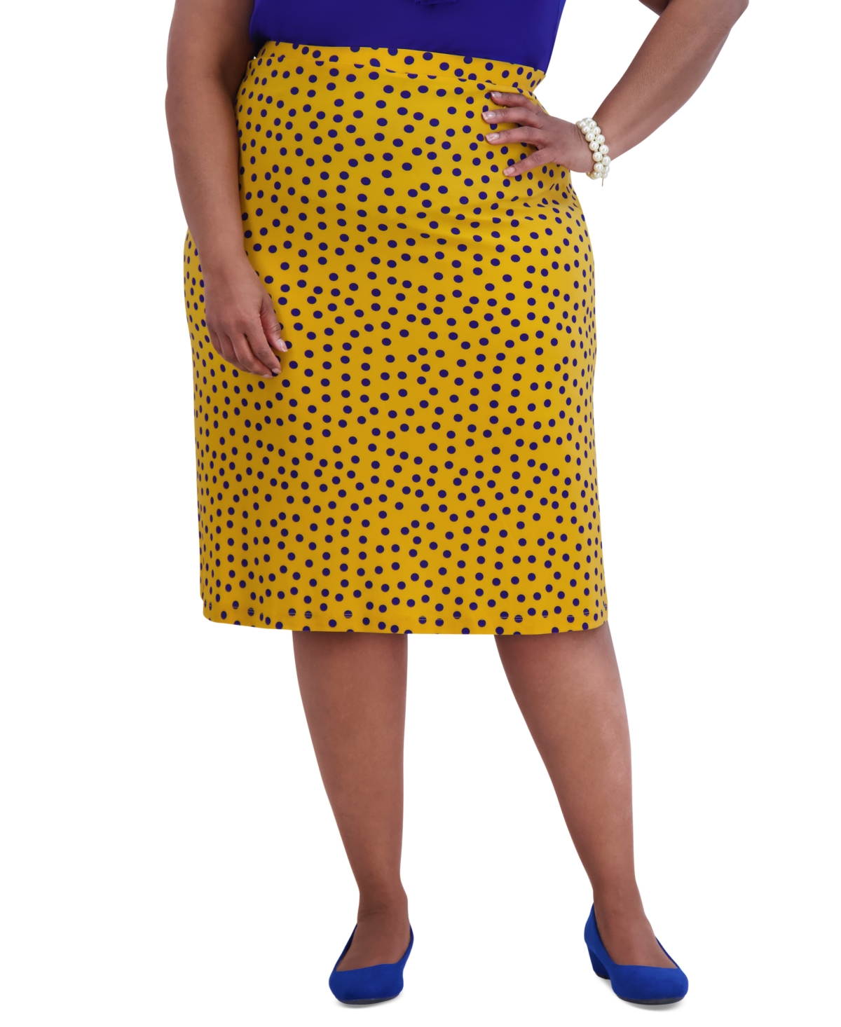 Shop Kasper Women's Ity Dot-print A-line Pull-on Skirt In Gold Sig,r