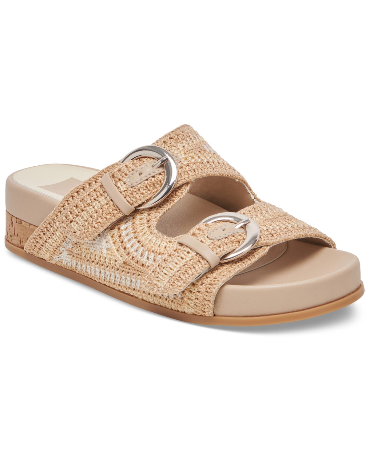Shop Dolce Vita Women's Ralli Buckled Stitch Footbed Sandals In Natural Multi Knit