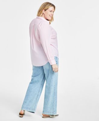 Trendy Plus Size Button-Front Crepe Shirt